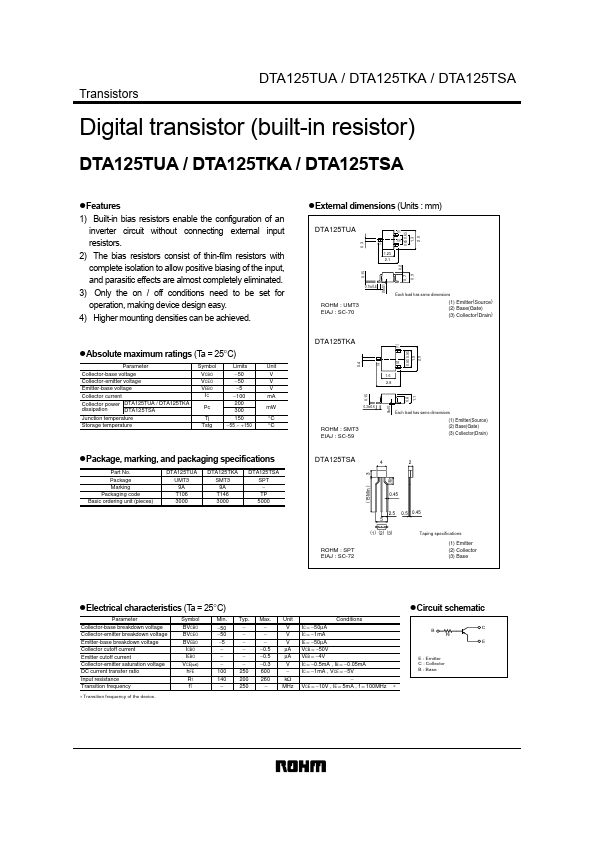 <?=DTA125TUA?> डेटा पत्रक पीडीएफ