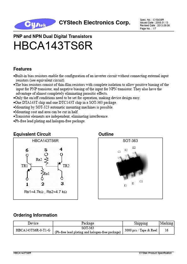 <?=HBCA143TS6R?> डेटा पत्रक पीडीएफ