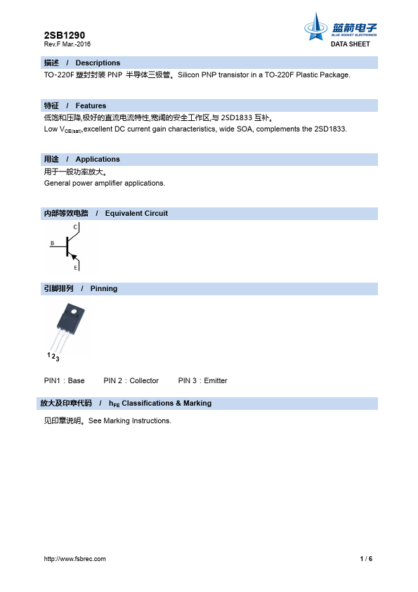 2SB1290 BLUE ROCKET ELECTRONICS