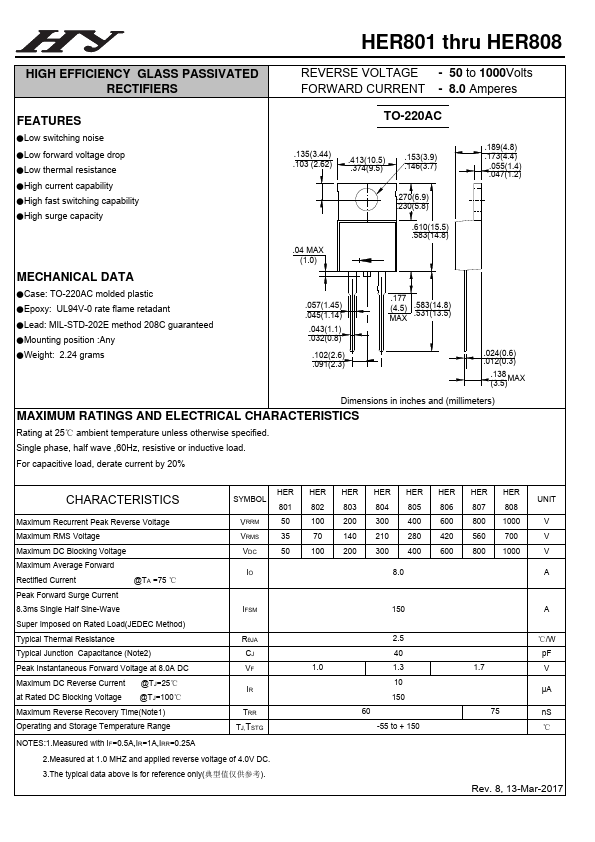 HER805 HY ELECTRONIC