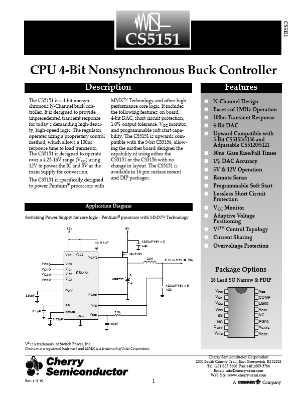 CS5151 Cherry Semiconductor Corporation