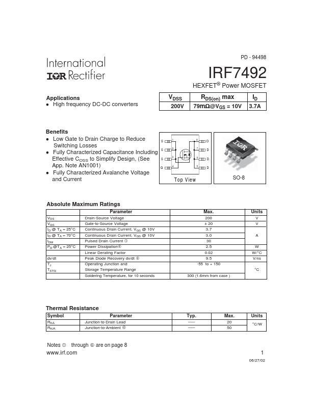 IRF7492 International Rectifier