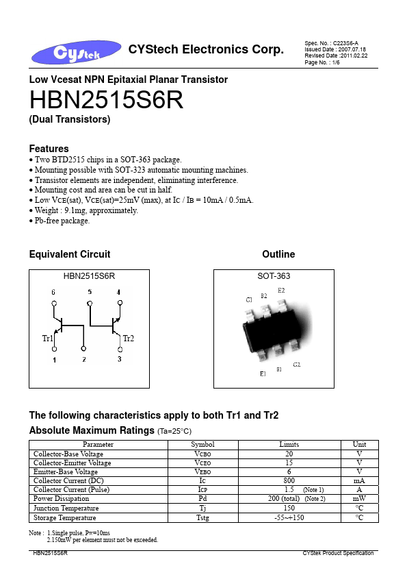 <?=HBN2515S6R?> डेटा पत्रक पीडीएफ