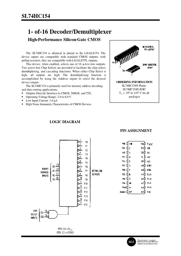 SL74HC154 System Logic Semiconductor