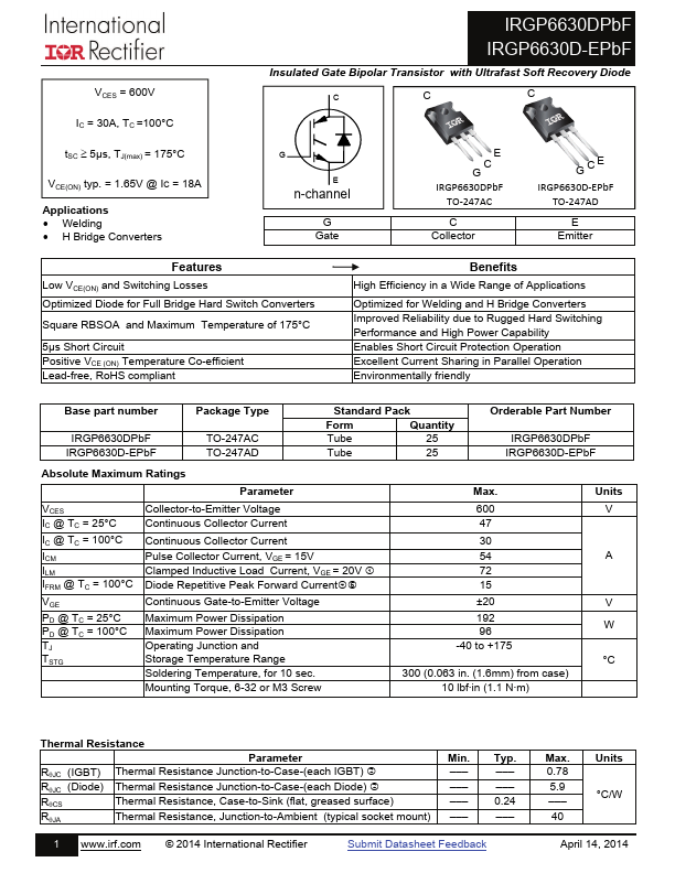 IRGP6630D-EPbF