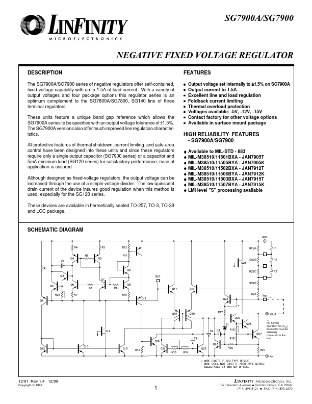 JAN7905T Microsemi Corporation