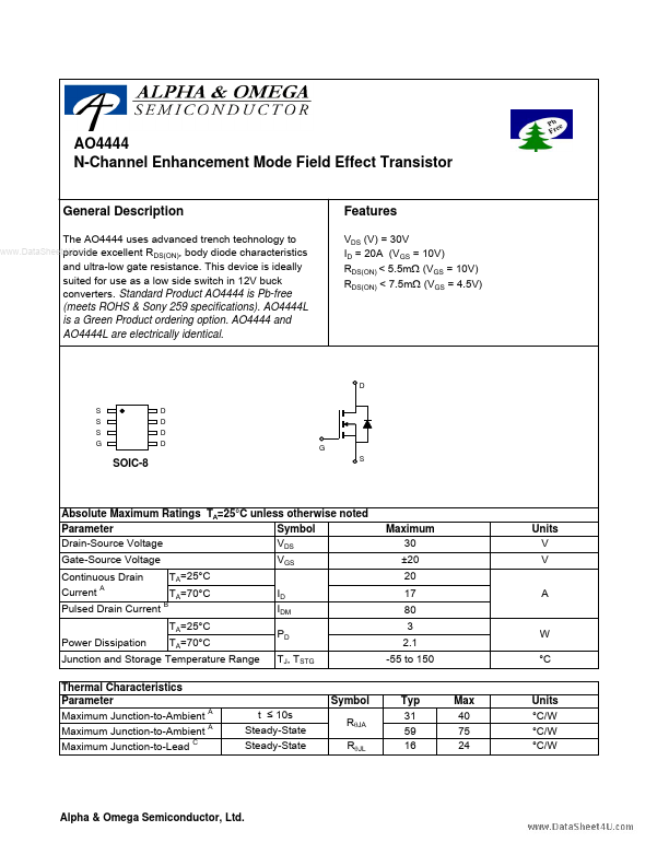 <?=AO4444?> डेटा पत्रक पीडीएफ