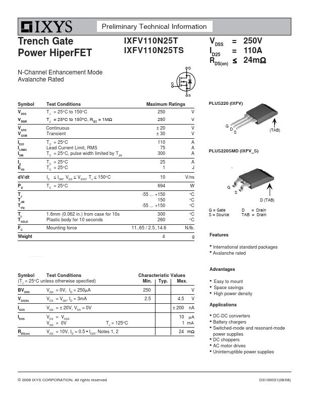 IXFV110N25T