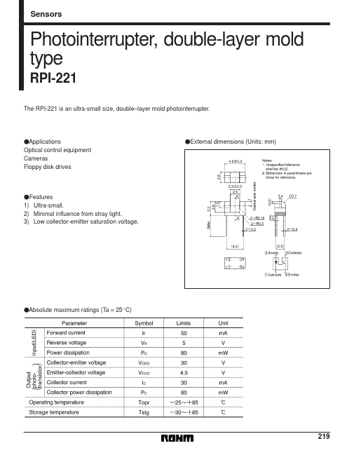 <?=RPI-221?> डेटा पत्रक पीडीएफ