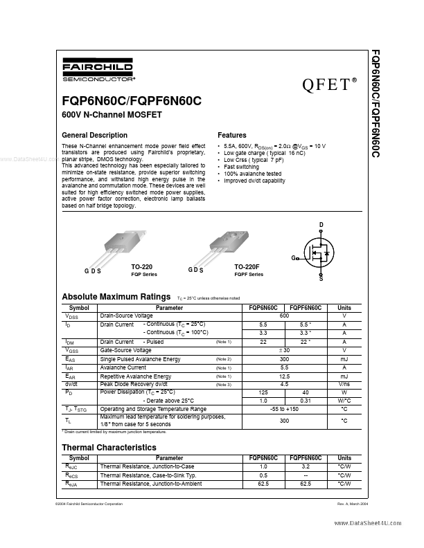 FQPF6N60C Fairchild Semiconductor
