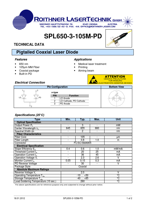 <?=SPL650-3-105M-PD?> डेटा पत्रक पीडीएफ