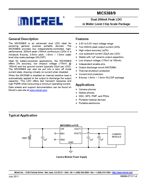 MIC5389 Micrel Semiconductor