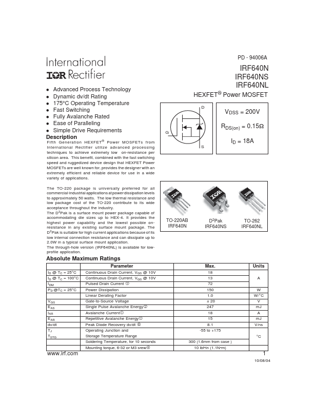 IRF640N International Rectifier