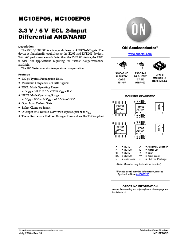 MC100EP05 ON Semiconductor