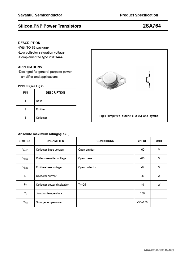 <?=2SA764?> डेटा पत्रक पीडीएफ