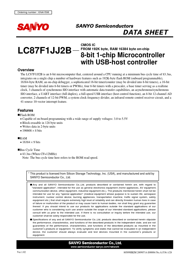 <?=LC87F1JJ2B?> डेटा पत्रक पीडीएफ