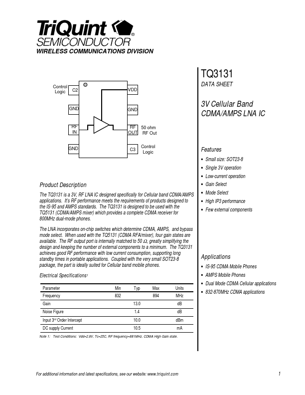 TQ3131 TriQuint Semiconductor
