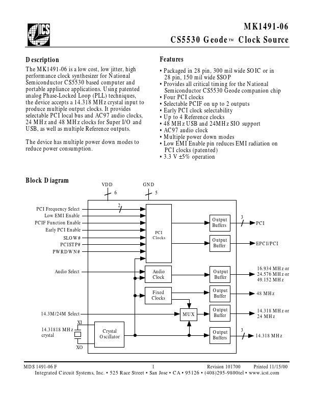 MK1491-06 Integrated Circuit Systems