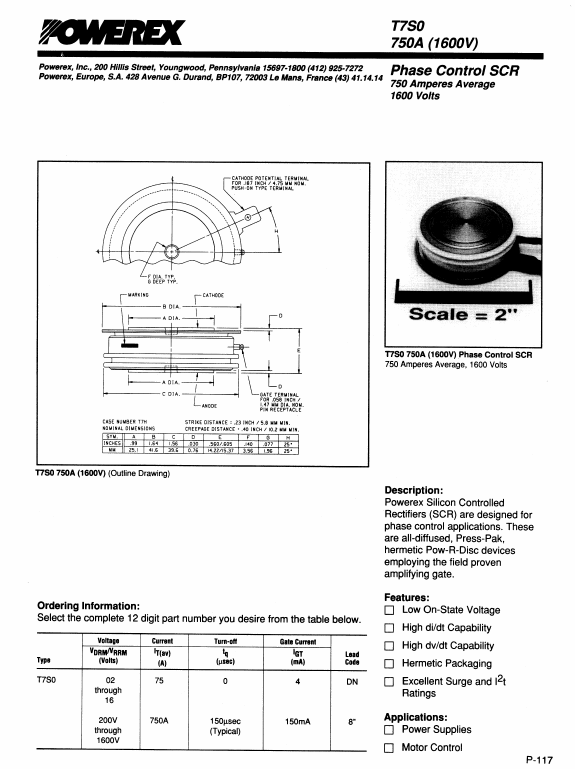 T7S0750A Powerex Power Semiconductors