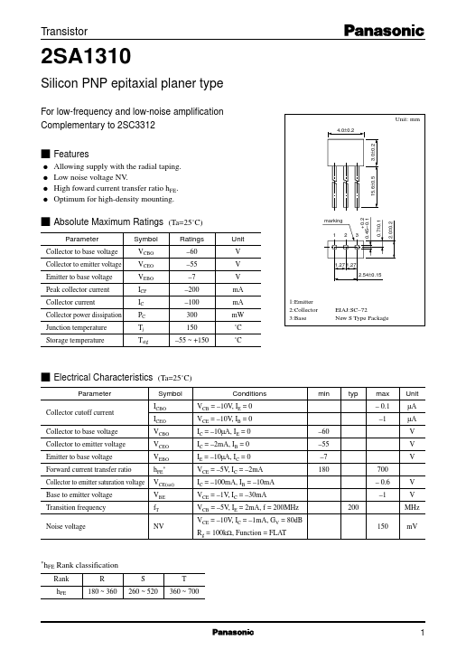 2SA1310 Panasonic Semiconductor