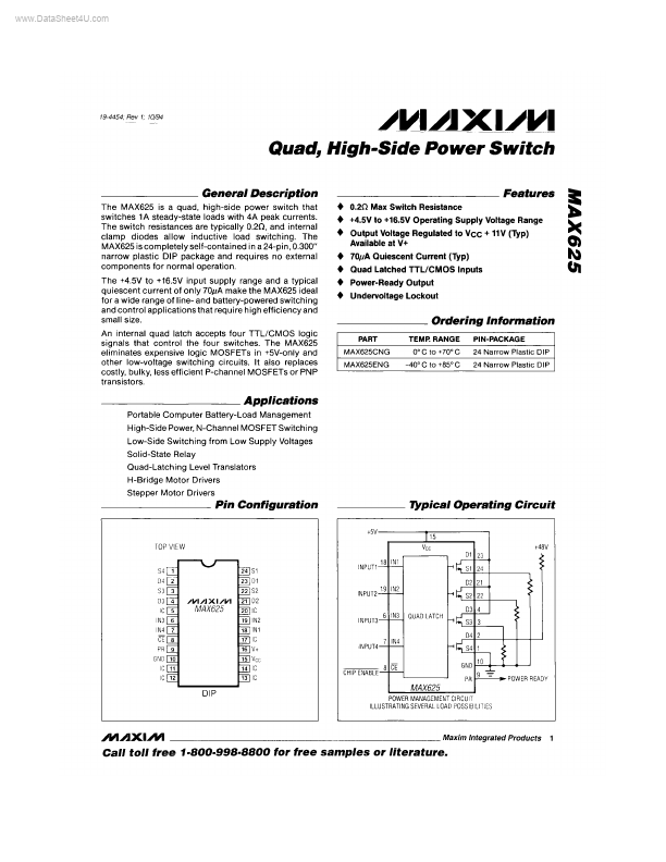 MAX625 Maxim Integrated Products