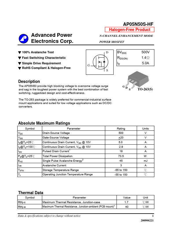 AP05N50S-HF