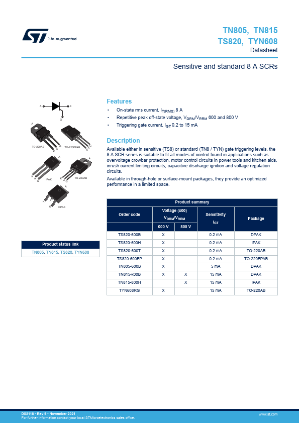 TYN608RG STMicroelectronics