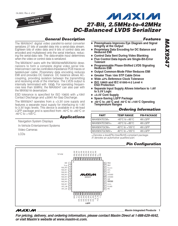 MAX9247 Maxim Integrated Products