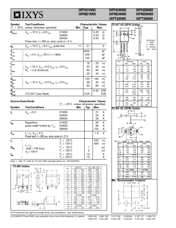 IXFH26N50