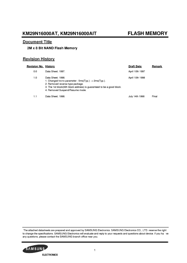 KM29N16000AIT Samsung Electronics