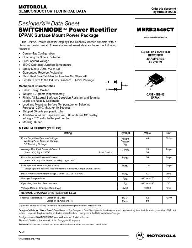 MBRB2545CT Motorola