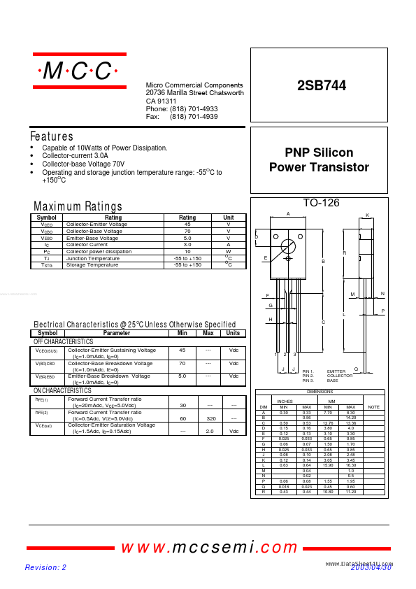 2SB744 MCC