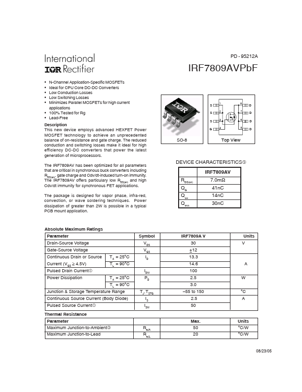 IRF7809AVPbF International Rectifier