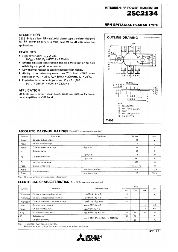 2SC2134 Mitsubishi Electric Semiconductor