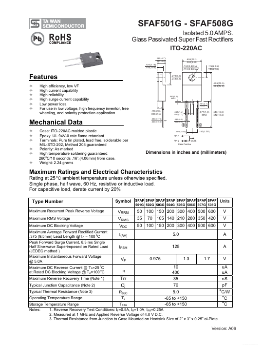 SFAF508G Taiwan Semiconductor