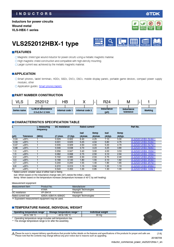 <?=VLS252012HBX-1?> डेटा पत्रक पीडीएफ