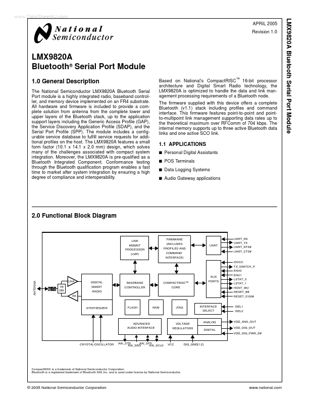 <?=LMX9820A?> डेटा पत्रक पीडीएफ