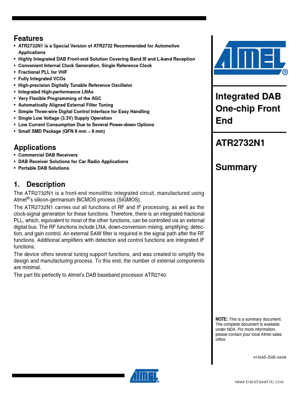 ATR2732N1 ATMEL Corporation