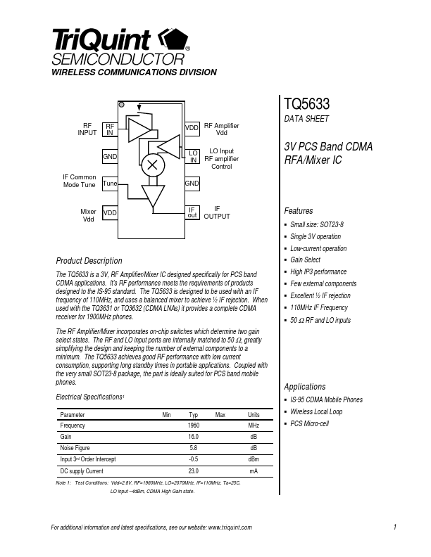 TQ5633 TriQuint Semiconductor