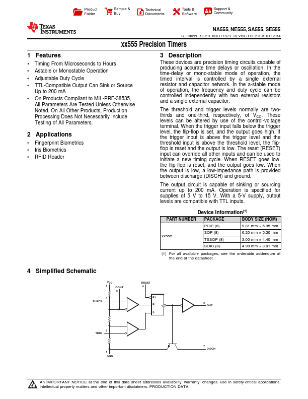 SA555 Texas Instruments