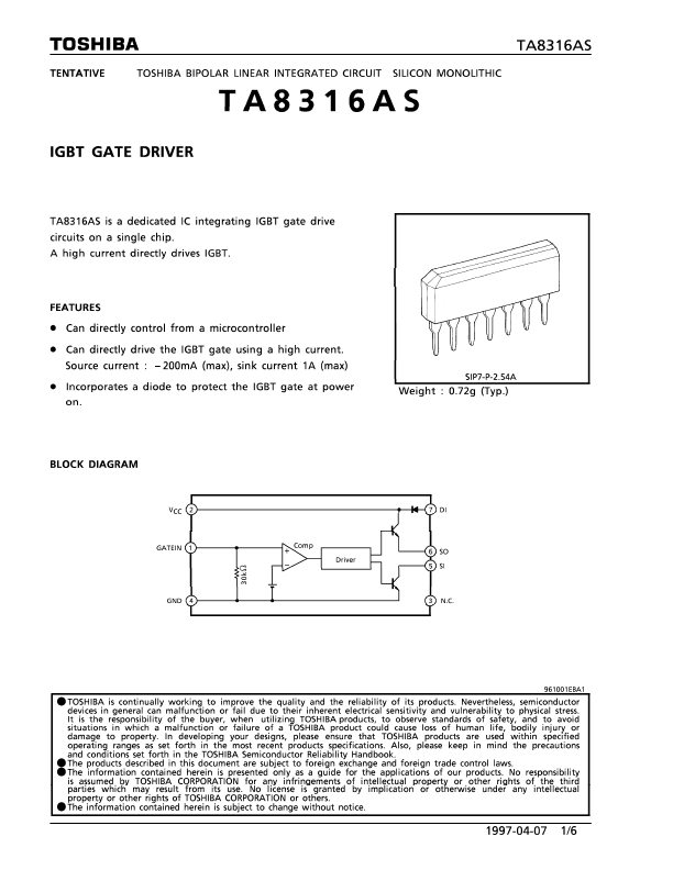 TA8316AS Toshiba Semiconductor