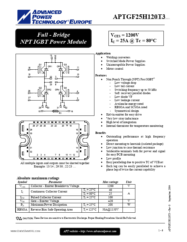 <?=APTGF25H120T3?> डेटा पत्रक पीडीएफ