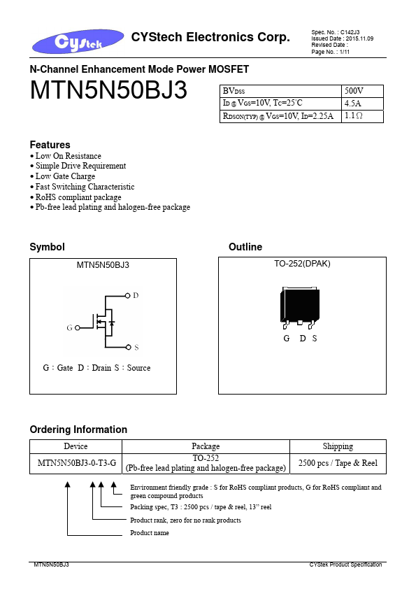 <?=MTN5N50BJ3?> डेटा पत्रक पीडीएफ