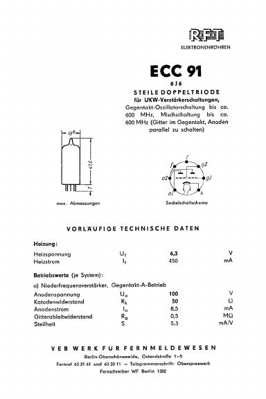 <?=ECC91?> डेटा पत्रक पीडीएफ