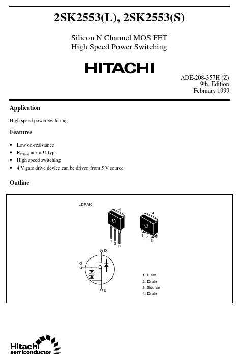 2SK2553L Hitachi Semiconductor