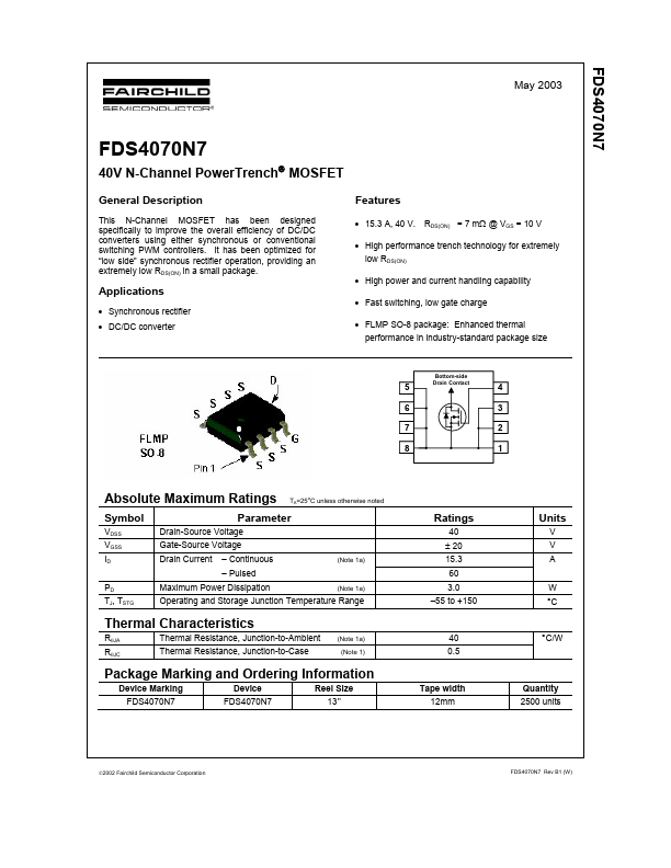 <?=FDS4070N7?> डेटा पत्रक पीडीएफ