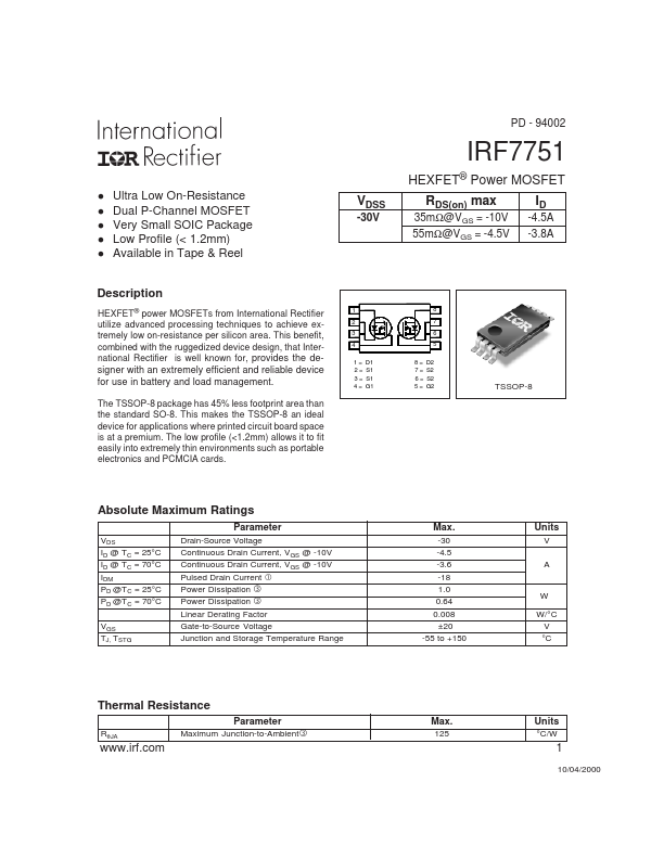 IRF7751 International Rectifier