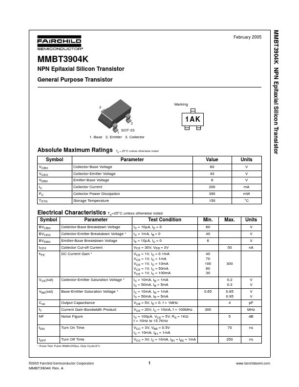 <?=MMBT3904K?> डेटा पत्रक पीडीएफ