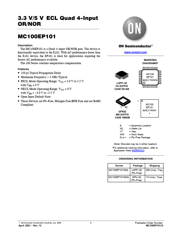MC100EP101 ON Semiconductor