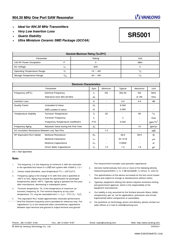 SR5001 Vanlong Technology